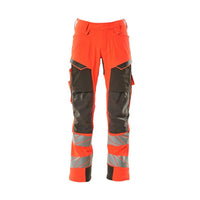 Pantalón con bolsillos en las rodillas, pantalón ULTIMATE STRETCH, rojo alta visibilidad/antracita oscuro