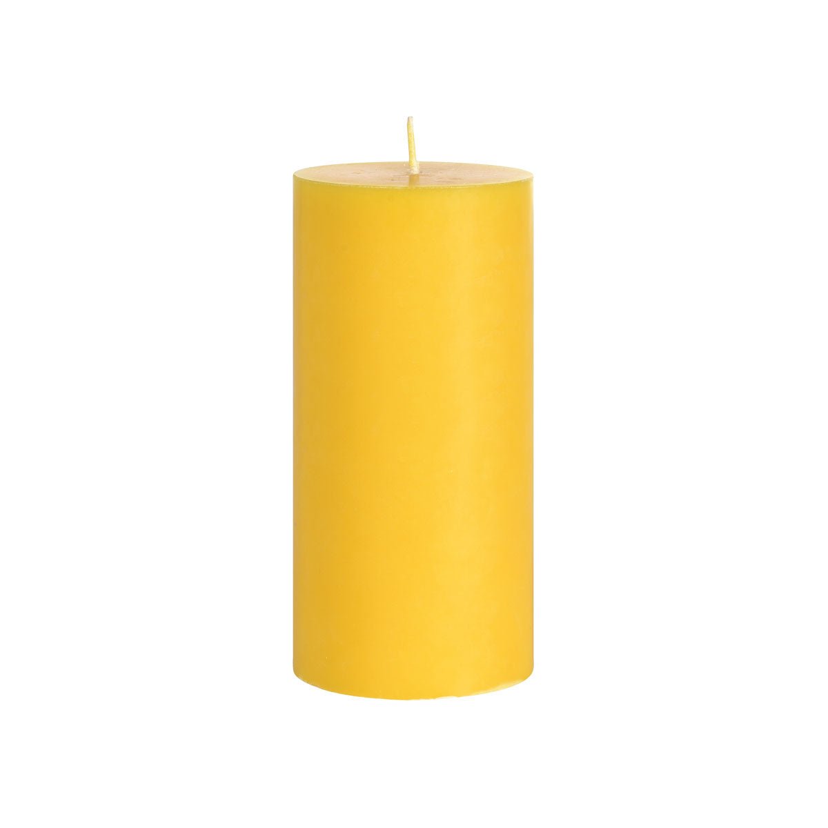 The yellow pillar candle from Duni GmbH made of 100% stearin (150 x 70 mm, approx. 50h burn time) sets stylish, eco-friendly accents and stands with its single wick upright against a white background.