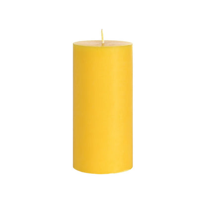 The yellow pillar candle from Duni GmbH made of 100% stearin (150 x 70 mm, approx. 50h burn time) sets stylish, eco-friendly accents and stands with its single wick upright against a white background.