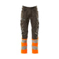 Trousers with knee pockets, stretch inserts trousers, dark anthracite/hi-vis orange