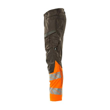 Pantalón con bolsillos en las rodillas y aplicaciones elásticas, antracita oscuro/naranja de alta visibilidad
