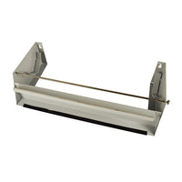 The Starpak 1-Blade Film Cutter for 30 cm-wide large rolls from Starpak is a wall-mounted metal cutter with a serrated blade, two side brackets, and a metal rod—ideal for the packaging industry (cardboard box, 1 piece).