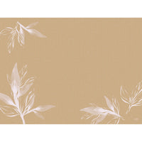 Un fondo de color marrón claro con finas líneas verticales y motivos de hojas blancas semitransparentes en tres esquinas. El centro vacío hace que los manteles individuales de papel «Eco Leaves» de 30 x 40 cm de Duni GmbH sean ideales para mesas con una decoración respetuosa con el medio ambiente. Paquete: 250 unidades.
