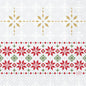 Gemusterte Servietten 33x33 3lagig 1/4 Tradition von Duni GmbH: goldene, rote und grüne geometrische Schneeflocken und Motive auf Weiß mit hellen Schneeflocken-Akzenten. Packung mit 250 Stück.