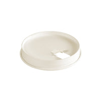 Una tapa de cartón blanca y respetuosa con el medio ambiente de Duni GmbH para vasos (35/47/59 cl) con abertura rectangular para beber, en paquete de 40 unidades, fotografiada sobre fondo blanco.