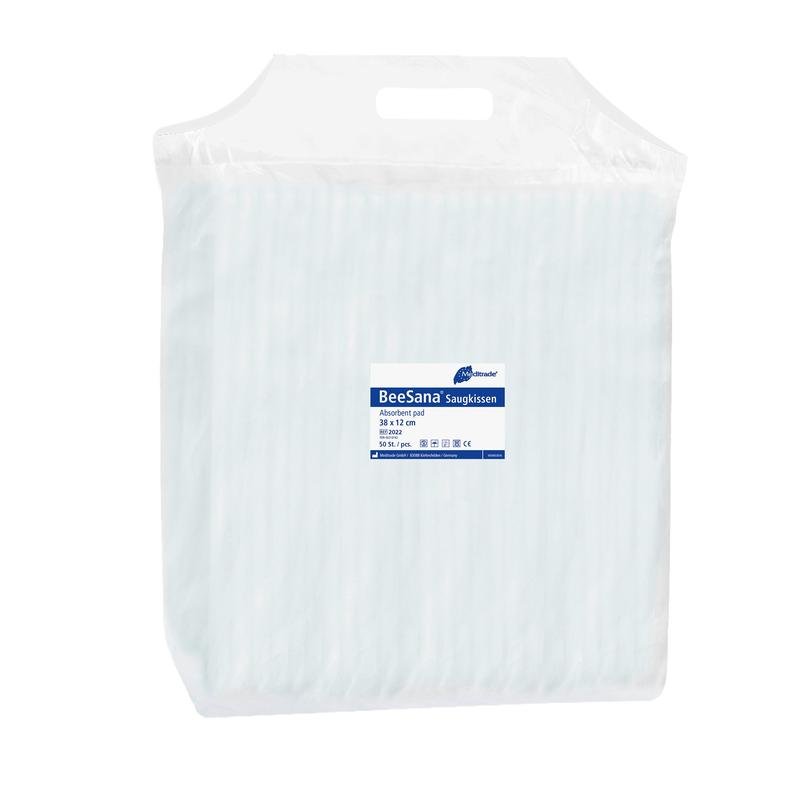 BeeSana® absorbent cushion, 12 x 38 cm | Carton (8 packs)