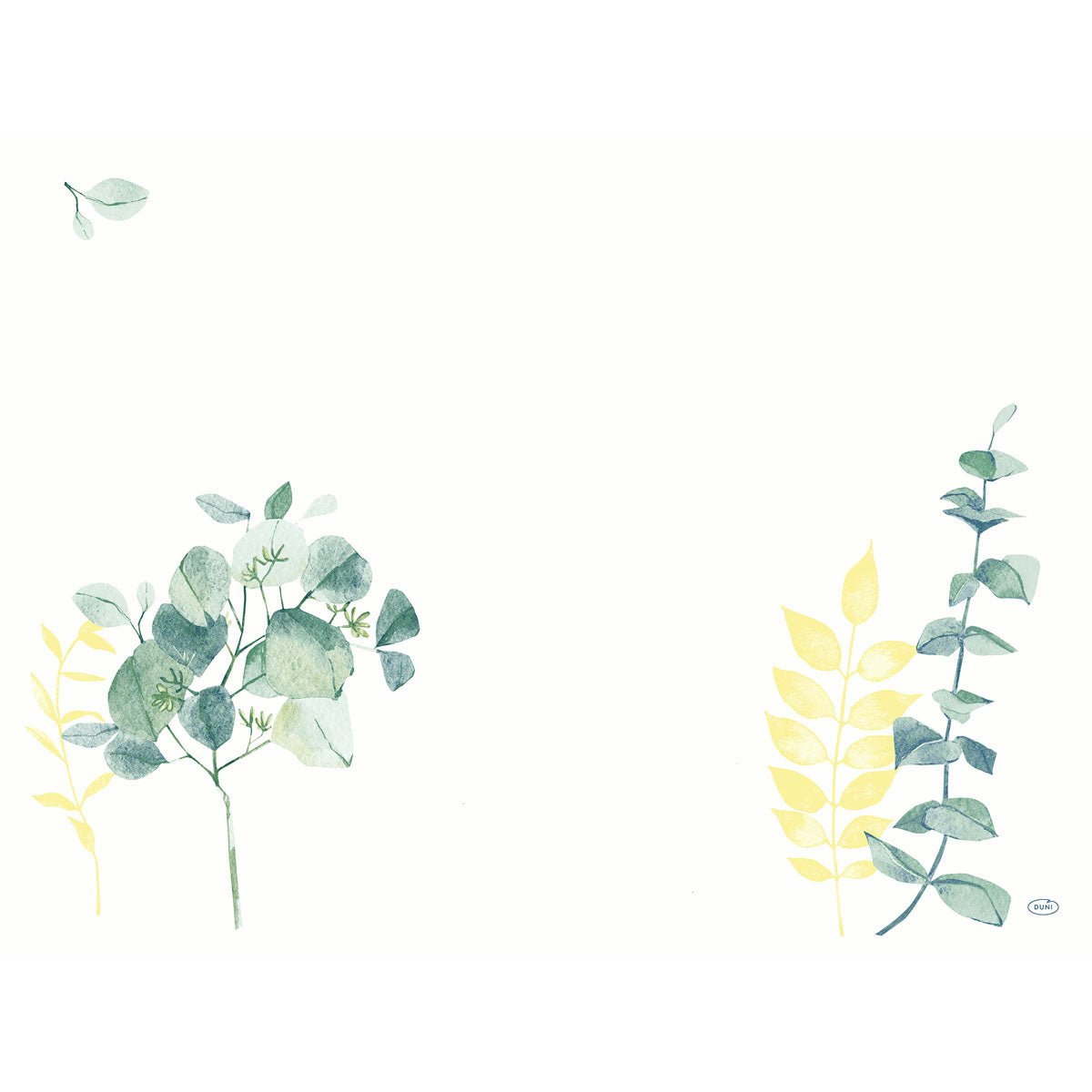A minimal watercolor design with green and yellow leaf accents highlights the Dunicel sets 30x40 cm Spire by Duni GmbH-100 premium table decoration, which is ideal as table decoration for elegant establishments.