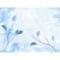 Ein hellblauer Aquarell-Hintergrund mit blättrigen Zweigen und weißen Tupfen, mit weichen Texturen und abstrakten Mustern - ideal für stilvolle Dunicel-Sets 30x40 von Duni GmbH.