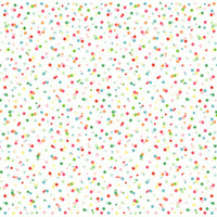 Un fondo blanco con pequeños lunares en verde, rojo, rosa, amarillo y azul forma un alegre estampado de lunares que recuerda a las servilletas Dunisilk Happy Bubbles (84 x 84 cm, 20 unidades) de Duni GmbH.