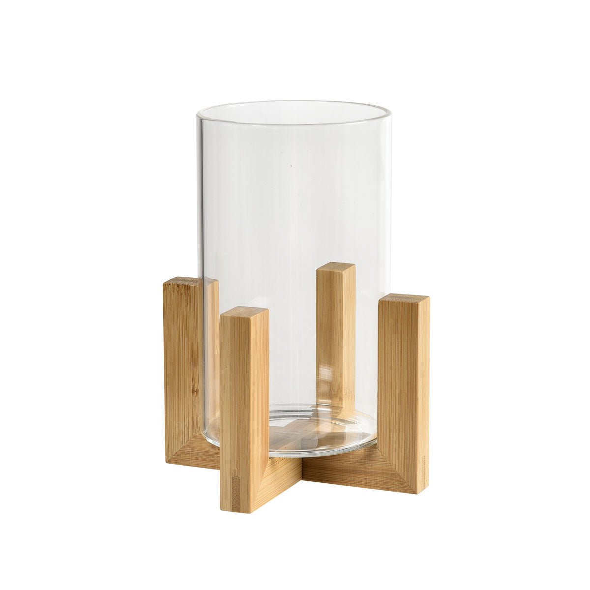 Den lykten i glass, 12x12x17 cm fra Duni GmbH, kombinerer stilfullt tre og glass og er som en dekorativ bordlykt fra ESME-serien et elegant boligtilbehør for ethvert rom.