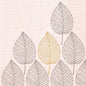 A group of bordered aspen leaves with geometric patterns in gray and a golden accent stands out against a light pink textured background. Perfect for table decoration, these Duni GmbH napkins 33x33 3-ply (1/4 Aspen, pack of 50 pieces) are ideal for any occasion.