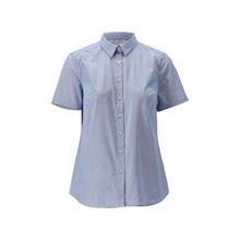 Shirt, short sleeve, classic women's, stretch women's blouse, light blue