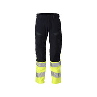 Trousers, knee pockets, ULTIMATE STRETCH trousers Multisafe, black blue/hi-vis yellow