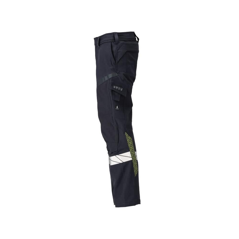 Pantalones, bolsillos en las rodillas, pantalones ULTIMATE STRETCH Multisafe, negro azul/amarillo de alta visibilidad