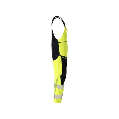 Peto, bolsillos en las rodillas, inserciones elásticas Peto Multisafe, amarillo de alta visibilidad/negro-azul