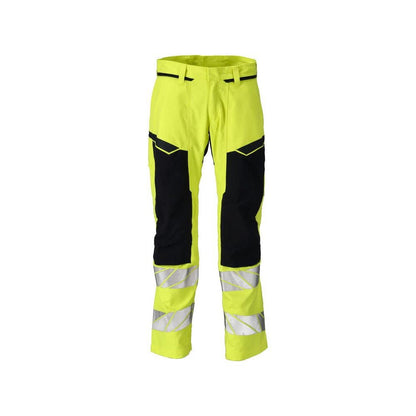 Pantalón con bolsillos en las rodillas, inserciones elásticas Pantalón Multisafe, amarillo de alta visibilidad/negro-azul