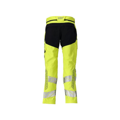 Pantalón con bolsillos en las rodillas, inserciones elásticas Pantalón Multisafe, amarillo de alta visibilidad/negro-azul