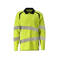 Polo, polo de manga larga Multisafe, amarillo de alta visibilidad/negro-azul