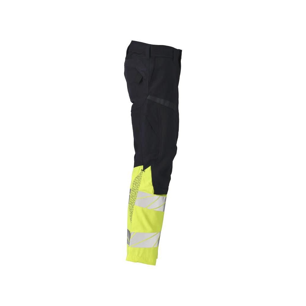Pantalón con bolsillos en las rodillas, aplicaciones elásticas Pantalón Multisafe, negro azul/amarillo de alta visibilidad