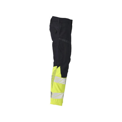 Pantalón con bolsillos en las rodillas, aplicaciones elásticas Pantalón Multisafe, negro azul/amarillo de alta visibilidad