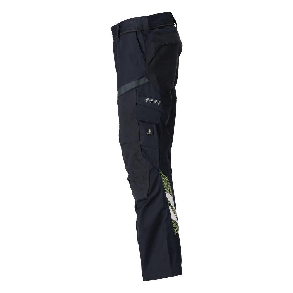 Pantalón con bolsillos en las rodillas, aplicaciones elásticas Pantalón Multisafe, negro azul/amarillo de alta visibilidad