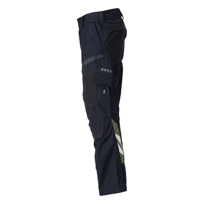 Pantalón con bolsillos en las rodillas, aplicaciones elásticas Pantalón Multisafe, negro azul/amarillo de alta visibilidad
