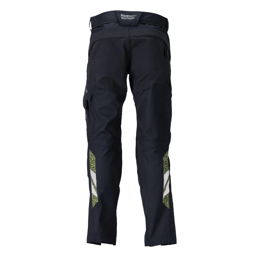 Pantalón con bolsillos en las rodillas, aplicaciones elásticas Pantalón Multisafe, negro azul/amarillo de alta visibilidad