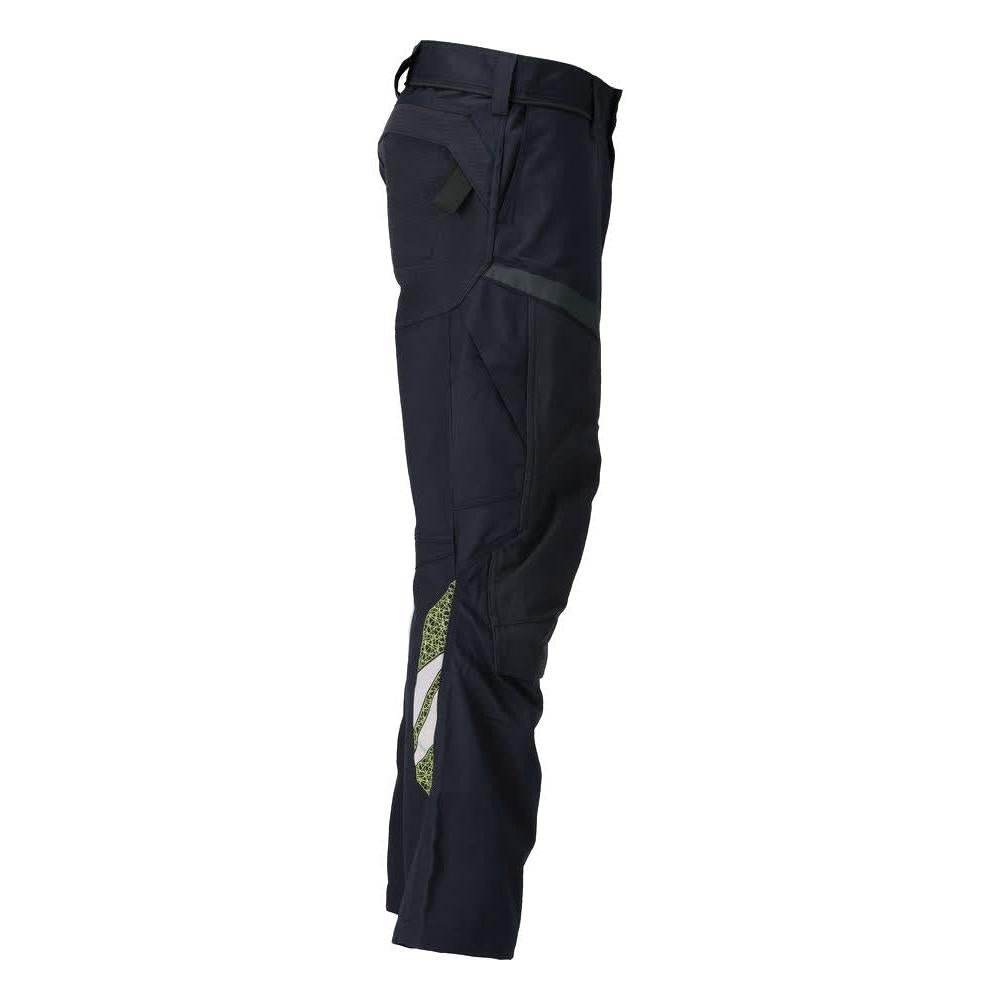 Pantalón con bolsillos en las rodillas, aplicaciones elásticas Pantalón Multisafe, negro azul/amarillo de alta visibilidad