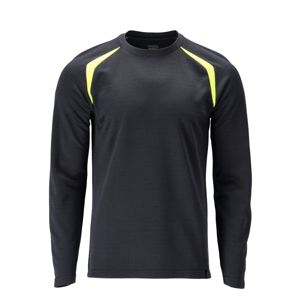 Camiseta manga larga corte moderno Camiseta Multisafe negro azul/amarillo alta visibilidad