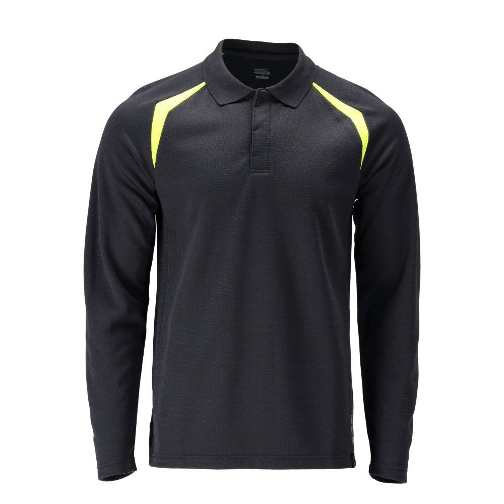 Polo, polo de manga larga Multisafe, negro azul/amarillo de alta visibilidad