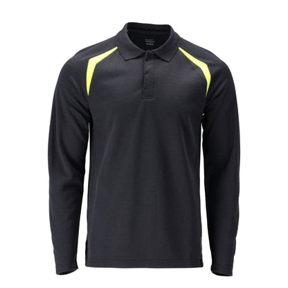Polo, polo de manga larga Multisafe, negro azul/amarillo de alta visibilidad