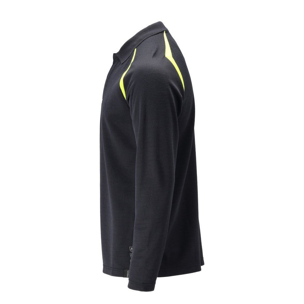 Polo, polo de manga larga Multisafe, negro azul/amarillo de alta visibilidad