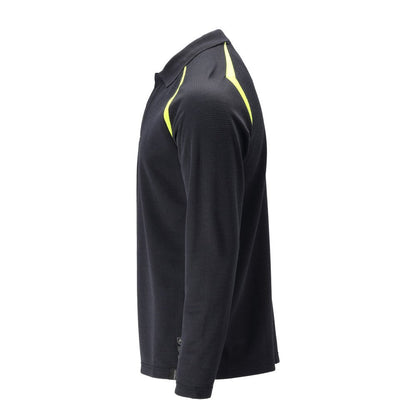 Polo, polo de manga larga Multisafe, negro azul/amarillo de alta visibilidad
