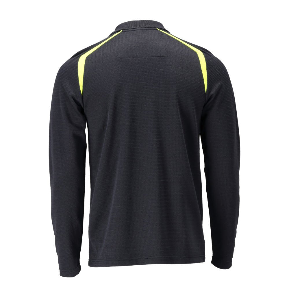 Polo, polo de manga larga Multisafe, negro azul/amarillo de alta visibilidad