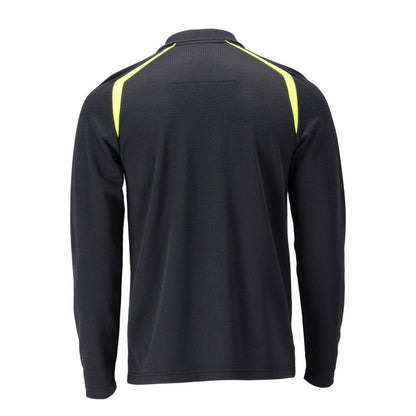 Polo, polo de manga larga Multisafe, negro azul/amarillo de alta visibilidad