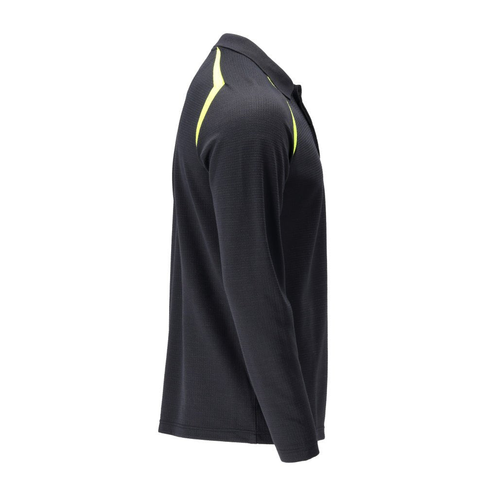 Polo, polo de manga larga Multisafe, negro azul/amarillo de alta visibilidad