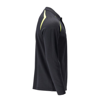 Polo, polo de manga larga Multisafe, negro azul/amarillo de alta visibilidad