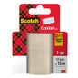 Scotch® Crystal Klebeband Aktionspackung von 3M: Drei Rollen (19 mm x 15 m), davon eine gratis. Transparentes Klebeband für den täglichen Gebrauch. Verpackung mit rotem Karomuster und gelbem "2+1 GRATIS"-Etikett.