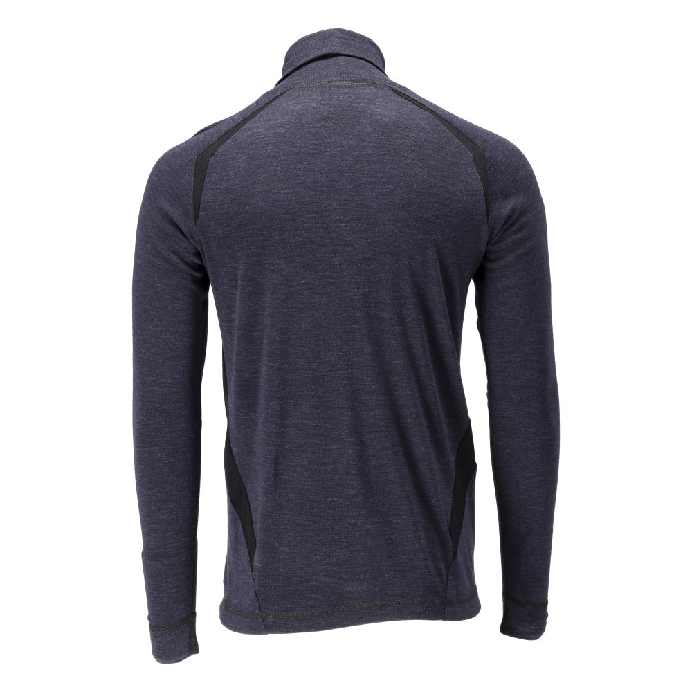 Camiseta interior funcional, cuello alto, camiseta interior de lana Multisafe, negro-azul