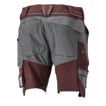 Shorts, stretch, light weight shorts, burgundy/anthracite gray