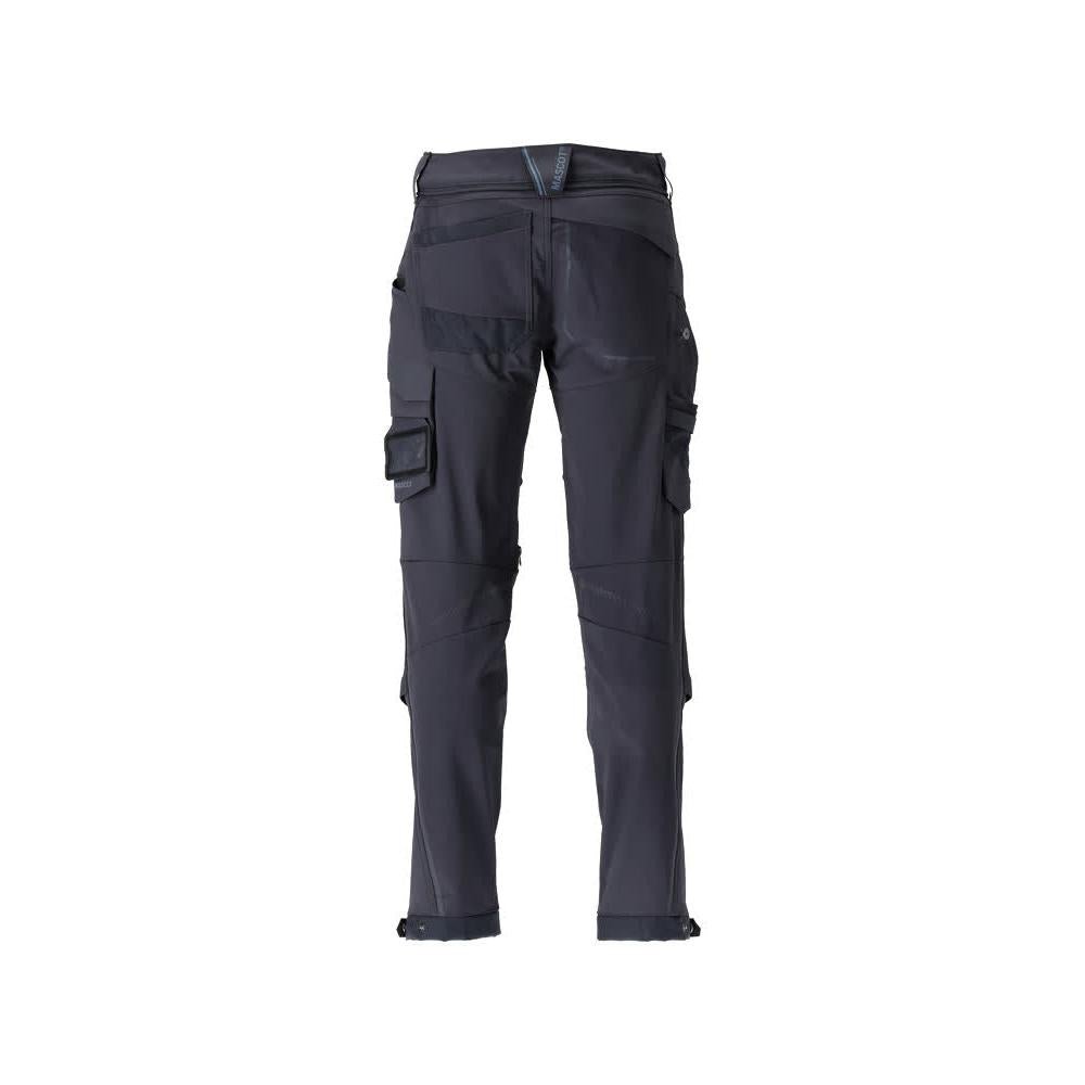 Pants, knee pockets, durable, stretch pants, black-blue