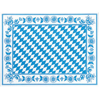 Los manteles individuales Dunicel de 30 x 40 cm con diseño «Bayer Raute» de Duni GmbH presentan un estampado de rombos azules y blancos con flores y hojas azules sobre fondo blanco, perfectos para ocasiones elegantes. Paquete de 100 unidades.