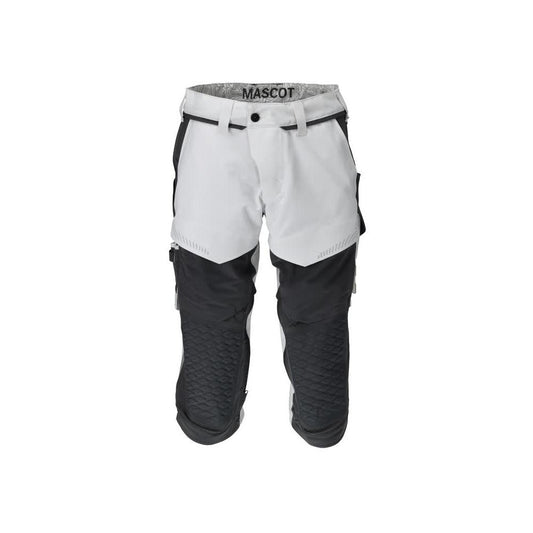 Three-quarter trousers, knee pockets, stretch craftsman three-quarter trousers, white/anthracite grey