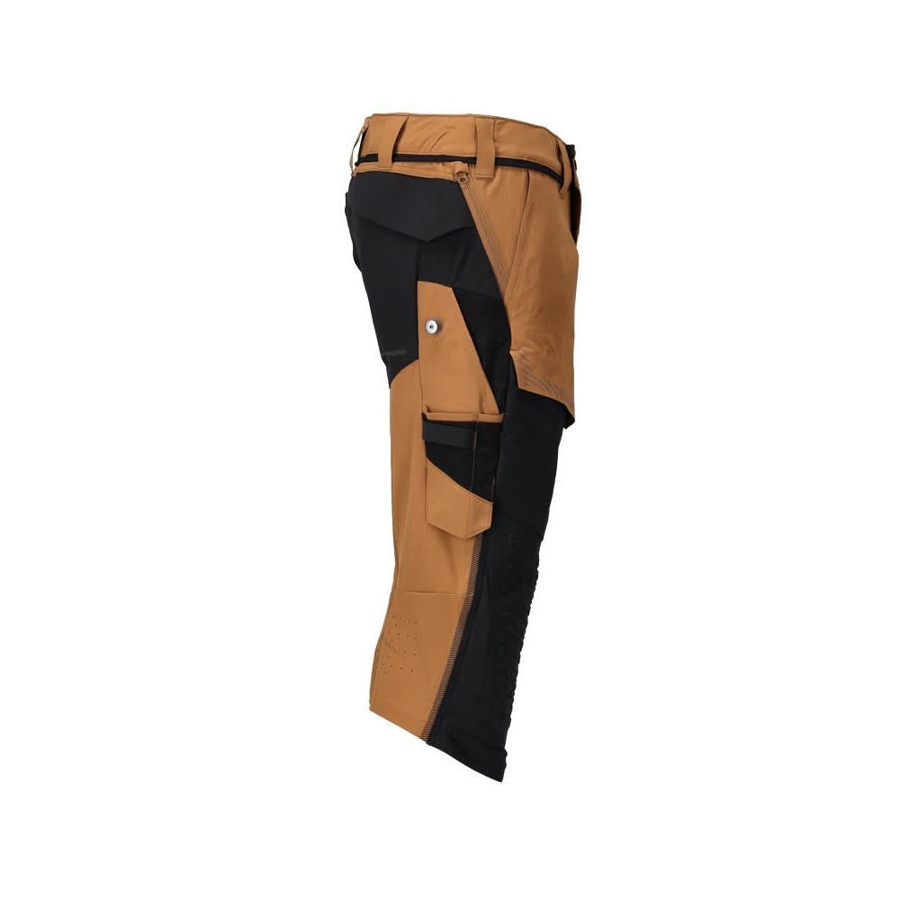 Pantalón tres cuartos, bolsillos en las rodillas, pantalón tres cuartos artesano elástico, marrón nuez/negro