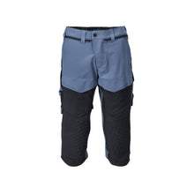 Three-quarter trousers, knee pockets, stretch craftsman three-quarter trousers, stone blue/black-blue