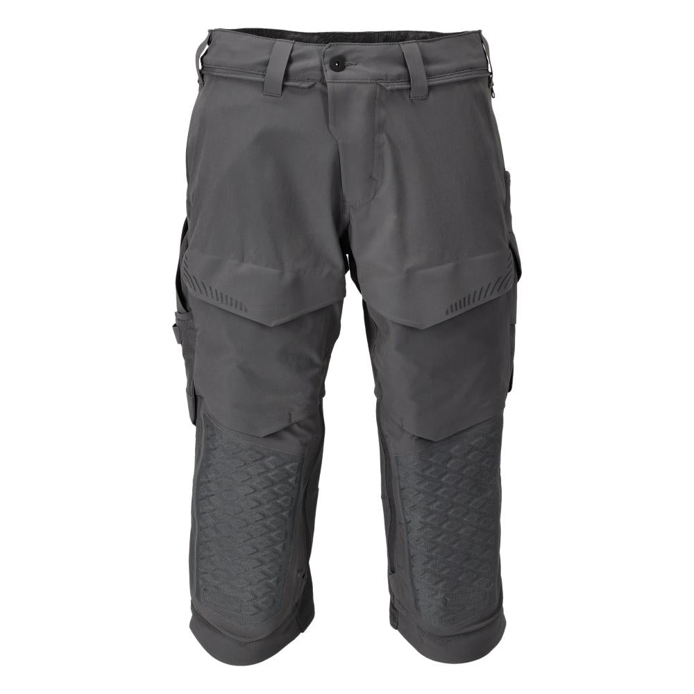 Pantalón tres cuartos, bolsillos en las rodillas, pantalón tres cuartos artesano elástico, gris antracita