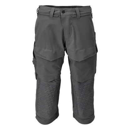 Pantalón tres cuartos, bolsillos en las rodillas, pantalón tres cuartos artesano elástico, gris antracita