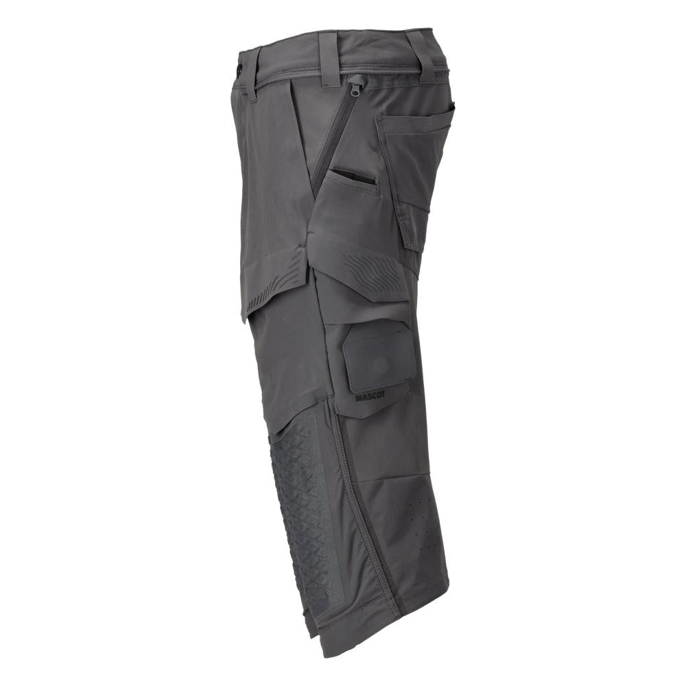 Pantalón tres cuartos, bolsillos en las rodillas, pantalón tres cuartos artesano elástico, gris antracita