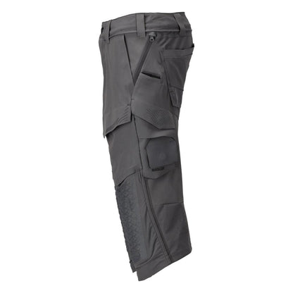 Pantalón tres cuartos, bolsillos en las rodillas, pantalón tres cuartos artesano elástico, gris antracita