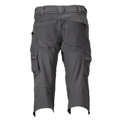 Pantalón tres cuartos, bolsillos en las rodillas, pantalón tres cuartos artesano elástico, gris antracita
